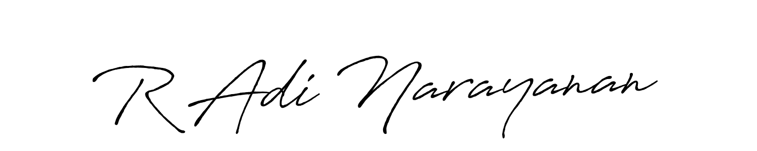 Create a beautiful signature design for name R Adi Narayanan. With this signature (Antro_Vectra_Bolder) fonts, you can make a handwritten signature for free. R Adi Narayanan signature style 7 images and pictures png