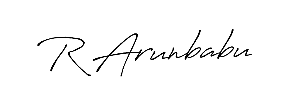 Make a beautiful signature design for name R Arunbabu. With this signature (Antro_Vectra_Bolder) style, you can create a handwritten signature for free. R Arunbabu signature style 7 images and pictures png