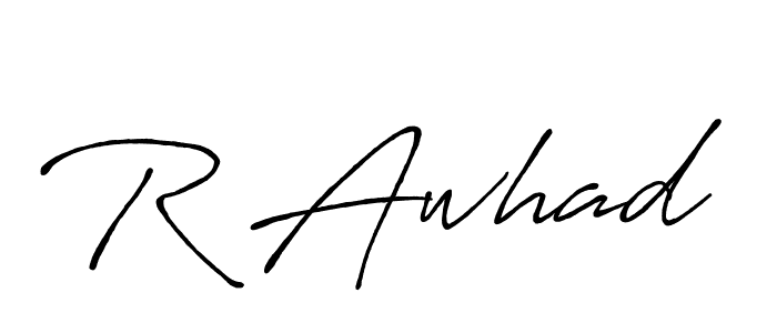 Use a signature maker to create a handwritten signature online. With this signature software, you can design (Antro_Vectra_Bolder) your own signature for name R Awhad. R Awhad signature style 7 images and pictures png