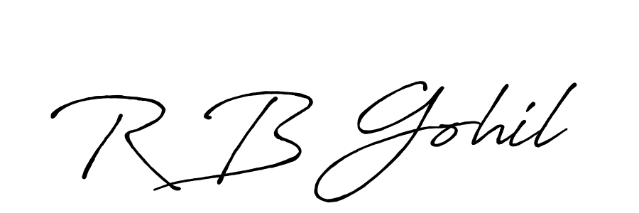 How to make R B Gohil name signature. Use Antro_Vectra_Bolder style for creating short signs online. This is the latest handwritten sign. R B Gohil signature style 7 images and pictures png