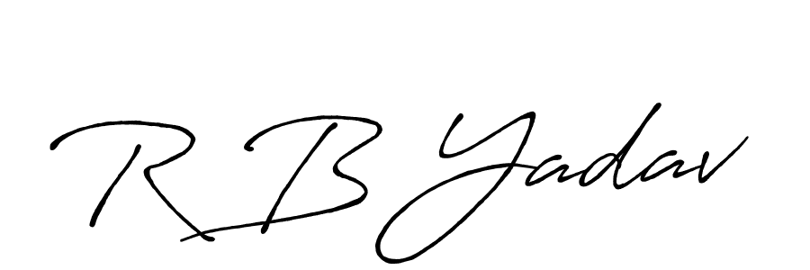 The best way (Antro_Vectra_Bolder) to make a short signature is to pick only two or three words in your name. The name R B Yadav include a total of six letters. For converting this name. R B Yadav signature style 7 images and pictures png