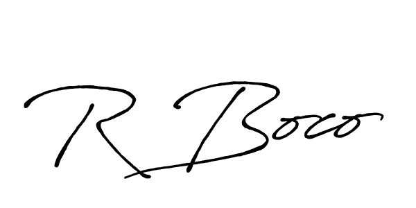 Use a signature maker to create a handwritten signature online. With this signature software, you can design (Antro_Vectra_Bolder) your own signature for name R Boco. R Boco signature style 7 images and pictures png