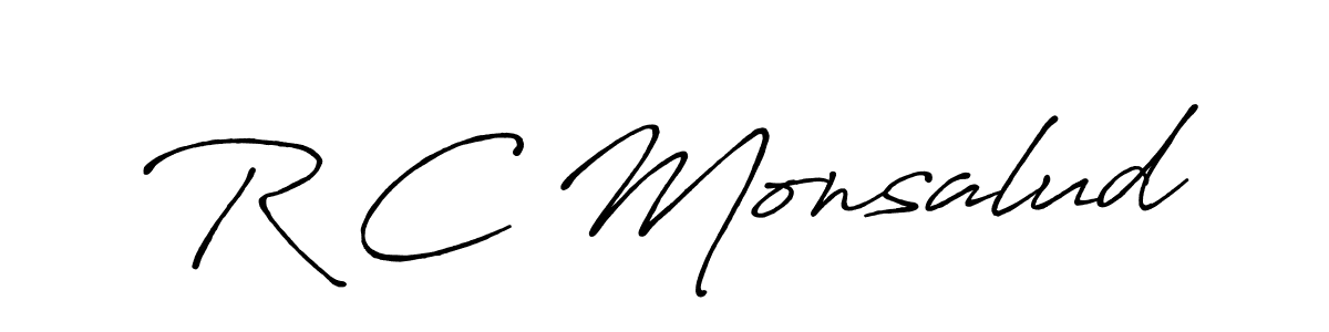 How to make R C Monsalud signature? Antro_Vectra_Bolder is a professional autograph style. Create handwritten signature for R C Monsalud name. R C Monsalud signature style 7 images and pictures png