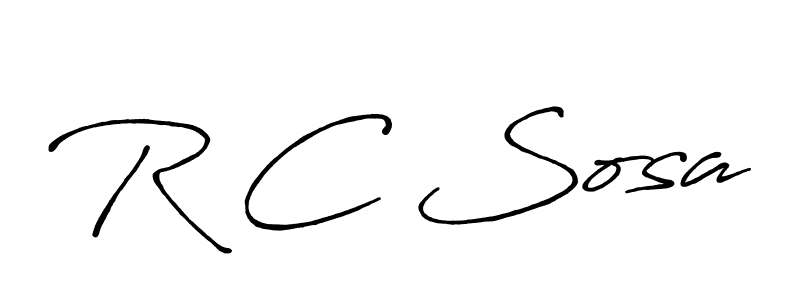 How to make R C Sosa name signature. Use Antro_Vectra_Bolder style for creating short signs online. This is the latest handwritten sign. R C Sosa signature style 7 images and pictures png