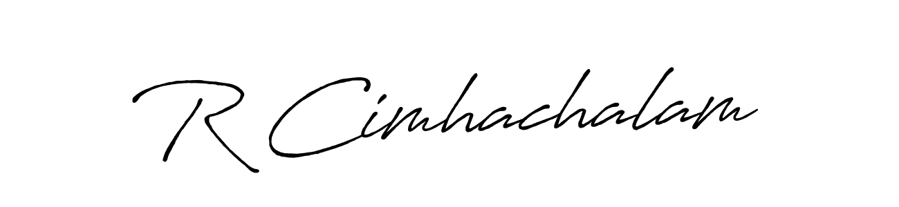 if you are searching for the best signature style for your name R Cimhachalam. so please give up your signature search. here we have designed multiple signature styles  using Antro_Vectra_Bolder. R Cimhachalam signature style 7 images and pictures png