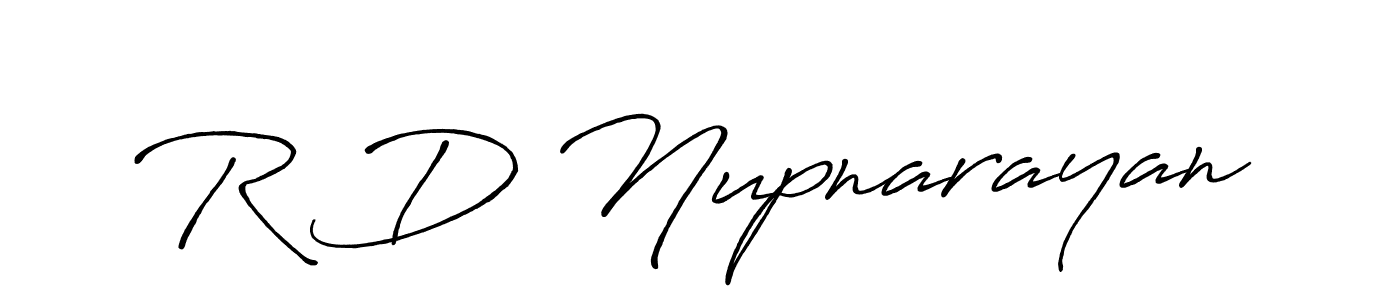 The best way (Antro_Vectra_Bolder) to make a short signature is to pick only two or three words in your name. The name R D Nupnarayan include a total of six letters. For converting this name. R D Nupnarayan signature style 7 images and pictures png