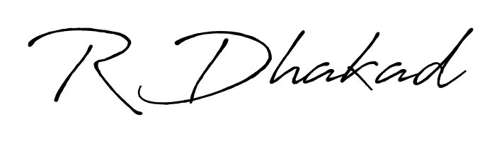 Use a signature maker to create a handwritten signature online. With this signature software, you can design (Antro_Vectra_Bolder) your own signature for name R Dhakad. R Dhakad signature style 7 images and pictures png