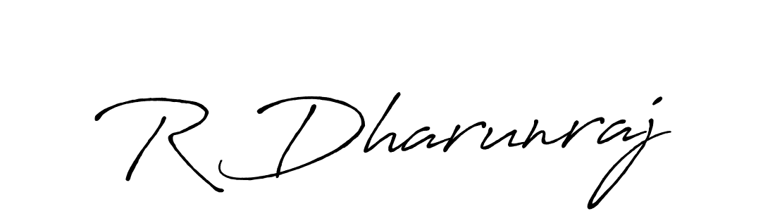 The best way (Antro_Vectra_Bolder) to make a short signature is to pick only two or three words in your name. The name R Dharunraj include a total of six letters. For converting this name. R Dharunraj signature style 7 images and pictures png