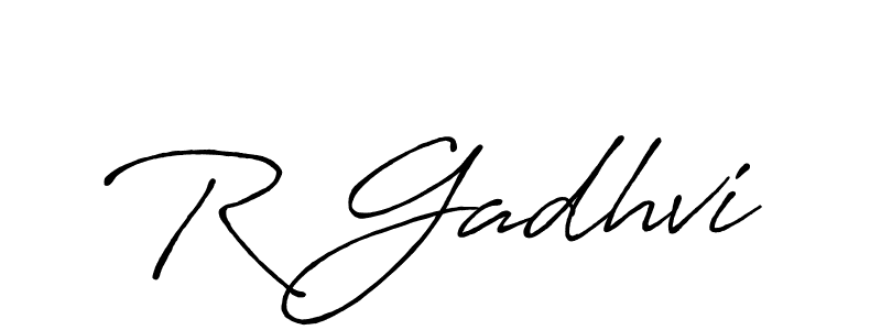 Also we have R Gadhvi name is the best signature style. Create professional handwritten signature collection using Antro_Vectra_Bolder autograph style. R Gadhvi signature style 7 images and pictures png