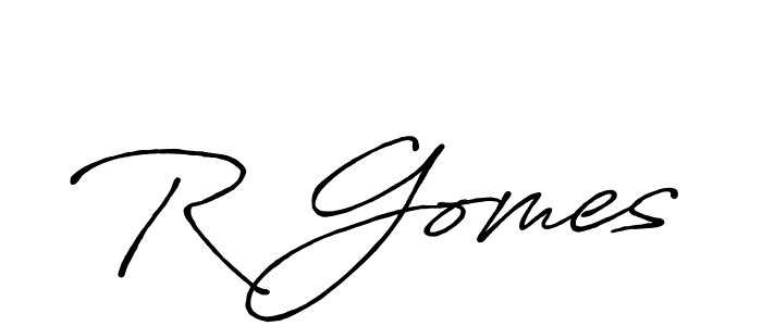 Create a beautiful signature design for name R Gomes. With this signature (Antro_Vectra_Bolder) fonts, you can make a handwritten signature for free. R Gomes signature style 7 images and pictures png