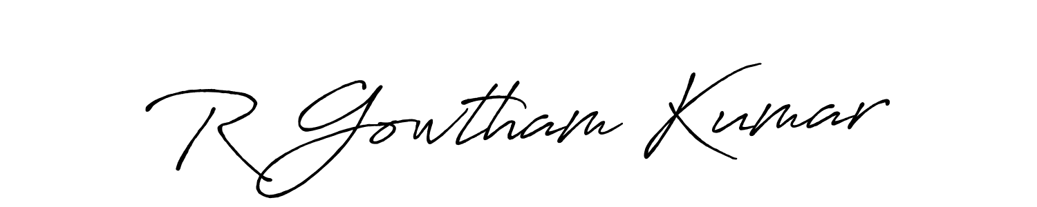 The best way (Antro_Vectra_Bolder) to make a short signature is to pick only two or three words in your name. The name R Gowtham Kumar include a total of six letters. For converting this name. R Gowtham Kumar signature style 7 images and pictures png
