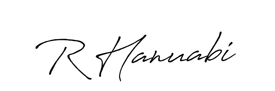 Use a signature maker to create a handwritten signature online. With this signature software, you can design (Antro_Vectra_Bolder) your own signature for name R Hanuabi. R Hanuabi signature style 7 images and pictures png