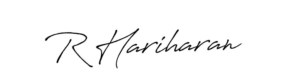 Use a signature maker to create a handwritten signature online. With this signature software, you can design (Antro_Vectra_Bolder) your own signature for name R Hariharan. R Hariharan signature style 7 images and pictures png