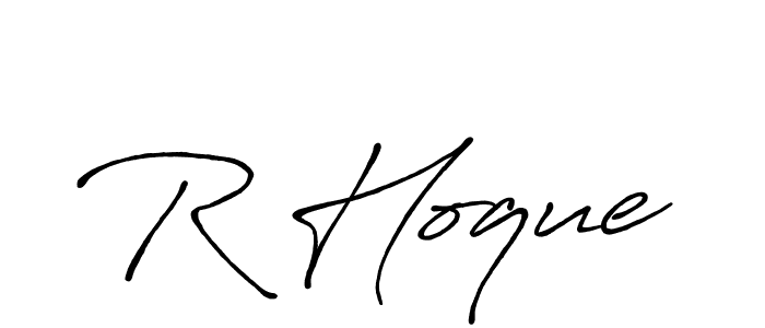How to make R Hoque name signature. Use Antro_Vectra_Bolder style for creating short signs online. This is the latest handwritten sign. R Hoque signature style 7 images and pictures png