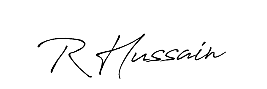 How to make R Hussain name signature. Use Antro_Vectra_Bolder style for creating short signs online. This is the latest handwritten sign. R Hussain signature style 7 images and pictures png