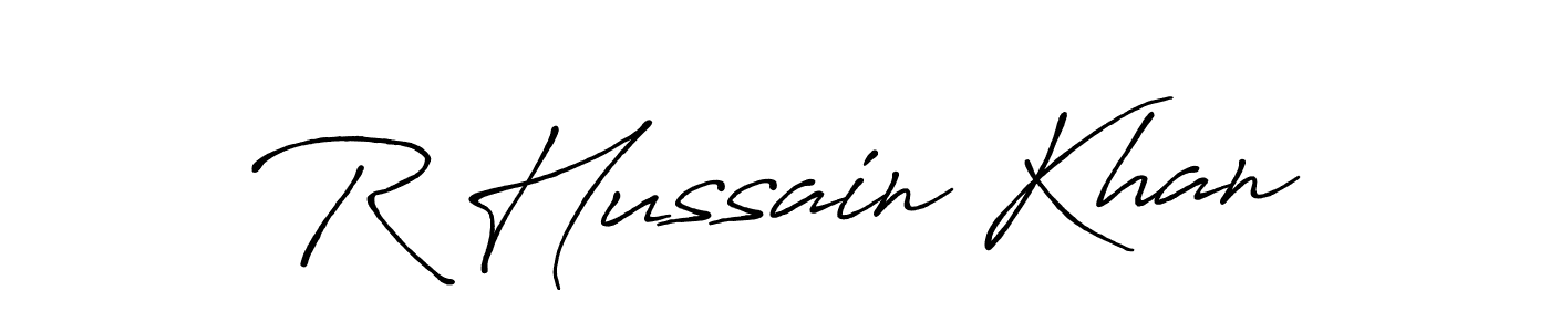 Create a beautiful signature design for name R Hussain Khan. With this signature (Antro_Vectra_Bolder) fonts, you can make a handwritten signature for free. R Hussain Khan signature style 7 images and pictures png
