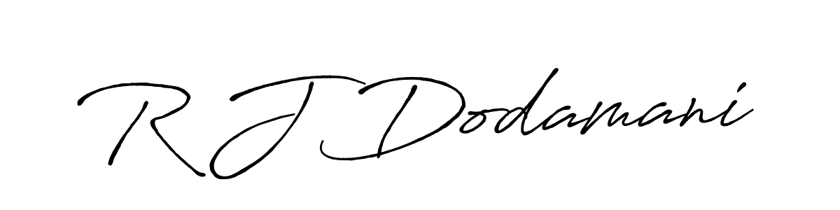 How to make R J Dodamani name signature. Use Antro_Vectra_Bolder style for creating short signs online. This is the latest handwritten sign. R J Dodamani signature style 7 images and pictures png