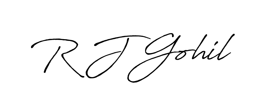 Also You can easily find your signature by using the search form. We will create R J Gohil name handwritten signature images for you free of cost using Antro_Vectra_Bolder sign style. R J Gohil signature style 7 images and pictures png