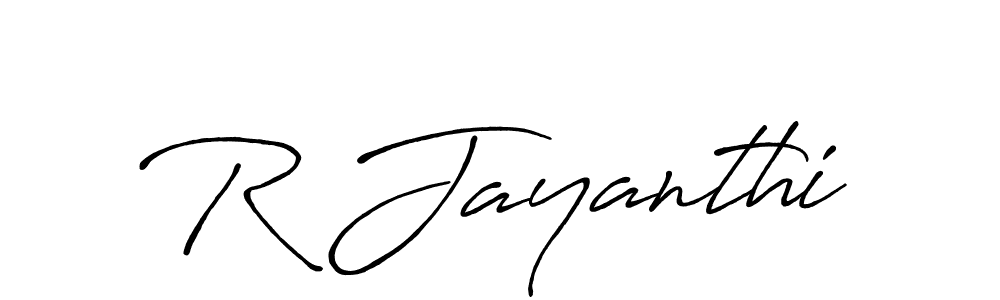 Make a beautiful signature design for name R Jayanthi. With this signature (Antro_Vectra_Bolder) style, you can create a handwritten signature for free. R Jayanthi signature style 7 images and pictures png