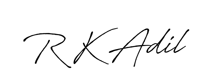 Design your own signature with our free online signature maker. With this signature software, you can create a handwritten (Antro_Vectra_Bolder) signature for name R K Adil. R K Adil signature style 7 images and pictures png