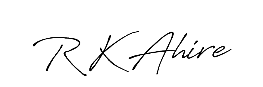 Use a signature maker to create a handwritten signature online. With this signature software, you can design (Antro_Vectra_Bolder) your own signature for name R K Ahire. R K Ahire signature style 7 images and pictures png