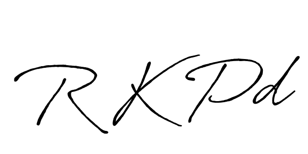 The best way (Antro_Vectra_Bolder) to make a short signature is to pick only two or three words in your name. The name R K Pd include a total of six letters. For converting this name. R K Pd signature style 7 images and pictures png