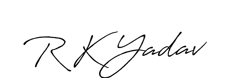 How to make R K Yadav name signature. Use Antro_Vectra_Bolder style for creating short signs online. This is the latest handwritten sign. R K Yadav signature style 7 images and pictures png