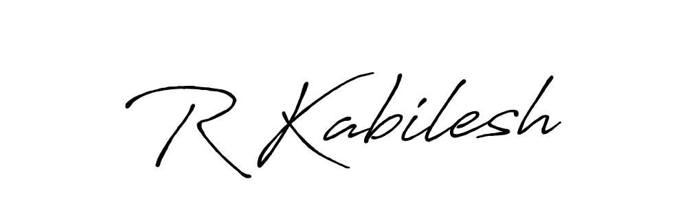 if you are searching for the best signature style for your name R Kabilesh. so please give up your signature search. here we have designed multiple signature styles  using Antro_Vectra_Bolder. R Kabilesh signature style 7 images and pictures png