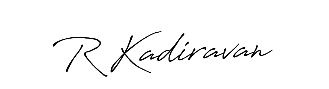 if you are searching for the best signature style for your name R Kadiravan. so please give up your signature search. here we have designed multiple signature styles  using Antro_Vectra_Bolder. R Kadiravan signature style 7 images and pictures png