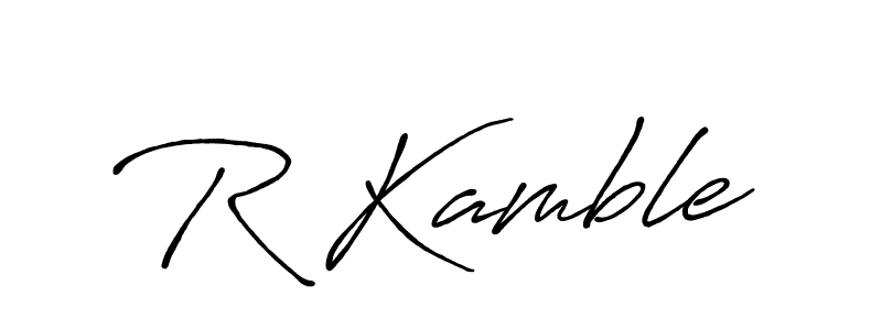 How to make R Kamble name signature. Use Antro_Vectra_Bolder style for creating short signs online. This is the latest handwritten sign. R Kamble signature style 7 images and pictures png