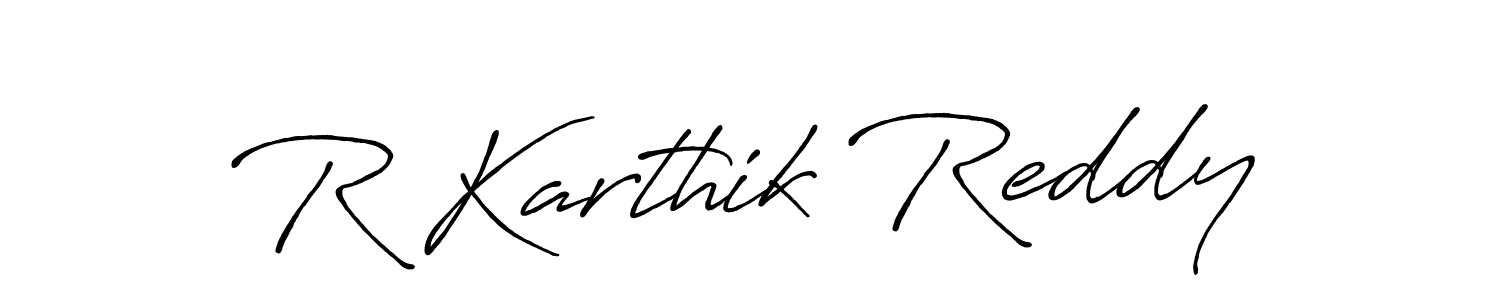 Use a signature maker to create a handwritten signature online. With this signature software, you can design (Antro_Vectra_Bolder) your own signature for name R Karthik Reddy. R Karthik Reddy signature style 7 images and pictures png