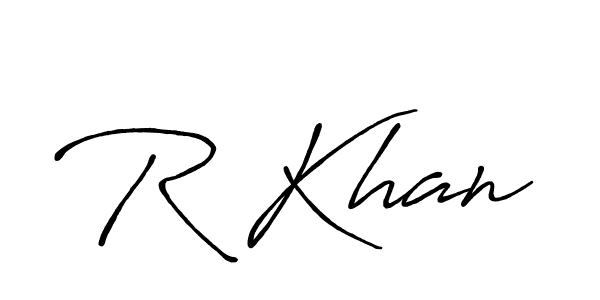 Use a signature maker to create a handwritten signature online. With this signature software, you can design (Antro_Vectra_Bolder) your own signature for name R Khan. R Khan signature style 7 images and pictures png