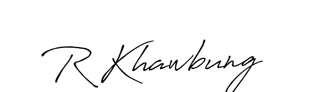 Use a signature maker to create a handwritten signature online. With this signature software, you can design (Antro_Vectra_Bolder) your own signature for name R Khawbung. R Khawbung signature style 7 images and pictures png