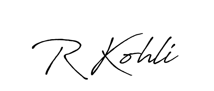 Use a signature maker to create a handwritten signature online. With this signature software, you can design (Antro_Vectra_Bolder) your own signature for name R Kohli. R Kohli signature style 7 images and pictures png