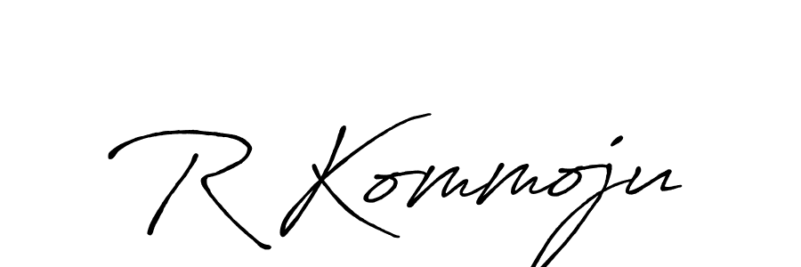 if you are searching for the best signature style for your name R Kommoju. so please give up your signature search. here we have designed multiple signature styles  using Antro_Vectra_Bolder. R Kommoju signature style 7 images and pictures png