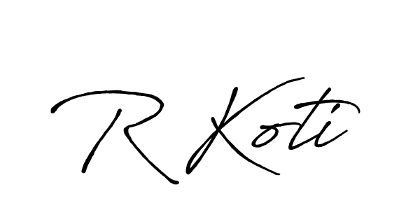 How to make R Koti signature? Antro_Vectra_Bolder is a professional autograph style. Create handwritten signature for R Koti name. R Koti signature style 7 images and pictures png