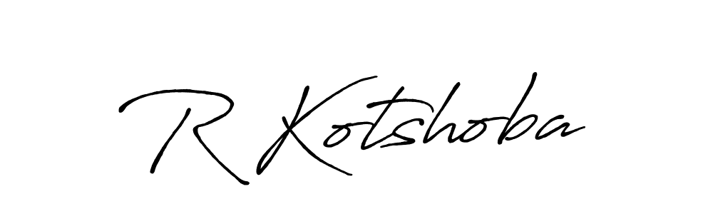 The best way (Antro_Vectra_Bolder) to make a short signature is to pick only two or three words in your name. The name R Kotshoba include a total of six letters. For converting this name. R Kotshoba signature style 7 images and pictures png