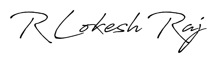 Stand out with a creative autograph for R Lokesh Raj. The Antro_Vectra_Bolder styling blends modern aesthetics with classic signature flourishes. R Lokesh Raj signature style 7 images and pictures png