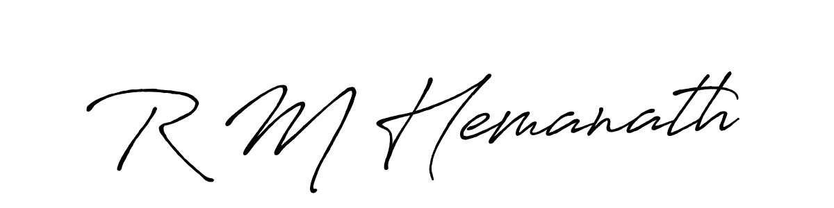 How to make R M Hemanath name signature. Use Antro_Vectra_Bolder style for creating short signs online. This is the latest handwritten sign. R M Hemanath signature style 7 images and pictures png