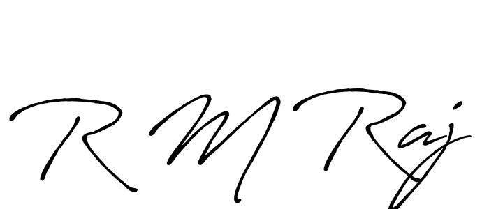 The best way (Antro_Vectra_Bolder) to make a short signature is to pick only two or three words in your name. The name R M Raj include a total of six letters. For converting this name. R M Raj signature style 7 images and pictures png