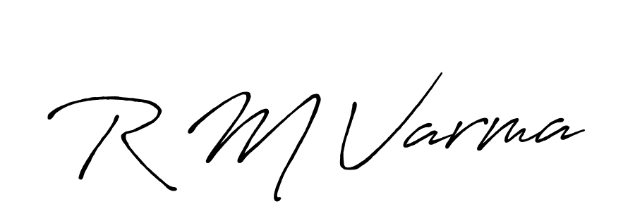 How to make R M Varma name signature. Use Antro_Vectra_Bolder style for creating short signs online. This is the latest handwritten sign. R M Varma signature style 7 images and pictures png