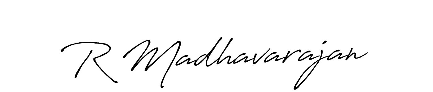 Use a signature maker to create a handwritten signature online. With this signature software, you can design (Antro_Vectra_Bolder) your own signature for name R Madhavarajan. R Madhavarajan signature style 7 images and pictures png