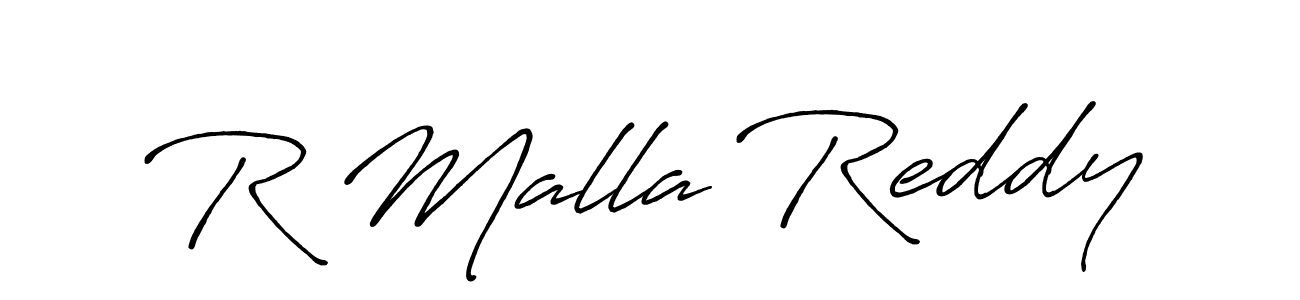 How to make R Malla Reddy name signature. Use Antro_Vectra_Bolder style for creating short signs online. This is the latest handwritten sign. R Malla Reddy signature style 7 images and pictures png