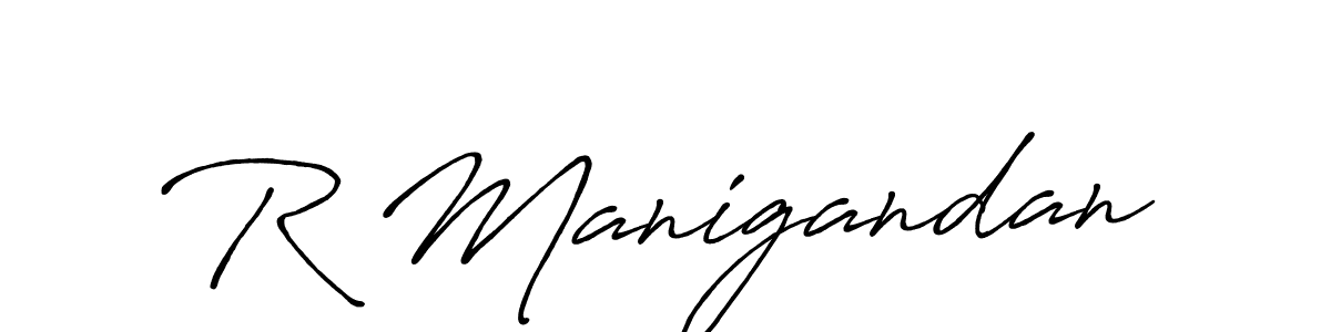 The best way (Antro_Vectra_Bolder) to make a short signature is to pick only two or three words in your name. The name R Manigandan include a total of six letters. For converting this name. R Manigandan signature style 7 images and pictures png