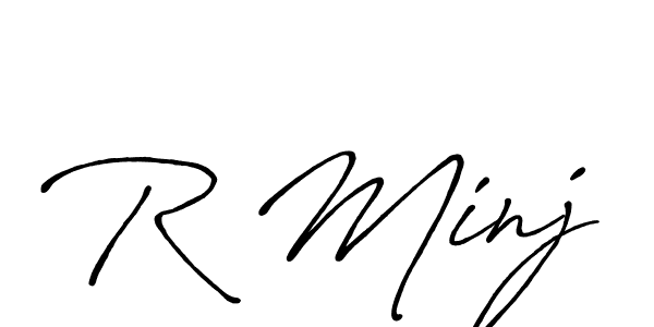 Also we have R Minj name is the best signature style. Create professional handwritten signature collection using Antro_Vectra_Bolder autograph style. R Minj signature style 7 images and pictures png