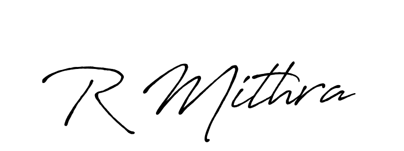 Use a signature maker to create a handwritten signature online. With this signature software, you can design (Antro_Vectra_Bolder) your own signature for name R Mithra. R Mithra signature style 7 images and pictures png