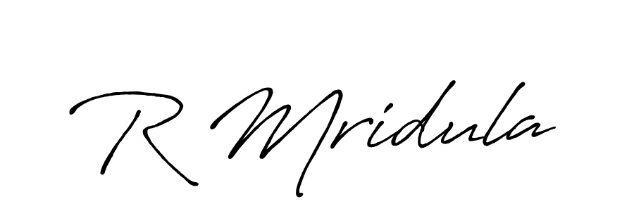 How to make R Mridula name signature. Use Antro_Vectra_Bolder style for creating short signs online. This is the latest handwritten sign. R Mridula signature style 7 images and pictures png