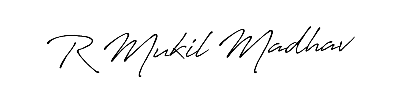 if you are searching for the best signature style for your name R Mukil Madhav. so please give up your signature search. here we have designed multiple signature styles  using Antro_Vectra_Bolder. R Mukil Madhav signature style 7 images and pictures png