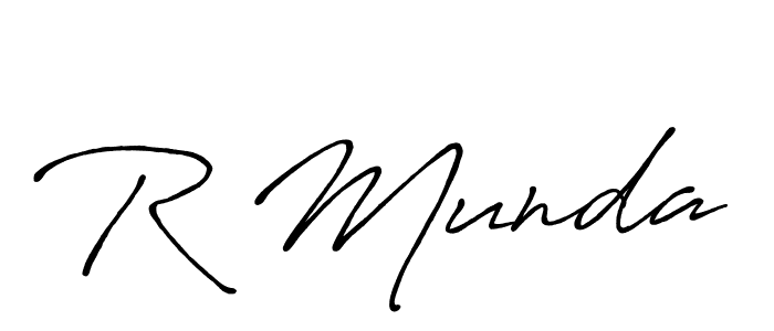 How to make R Munda name signature. Use Antro_Vectra_Bolder style for creating short signs online. This is the latest handwritten sign. R Munda signature style 7 images and pictures png