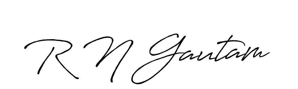 R N Gautam stylish signature style. Best Handwritten Sign (Antro_Vectra_Bolder) for my name. Handwritten Signature Collection Ideas for my name R N Gautam. R N Gautam signature style 7 images and pictures png